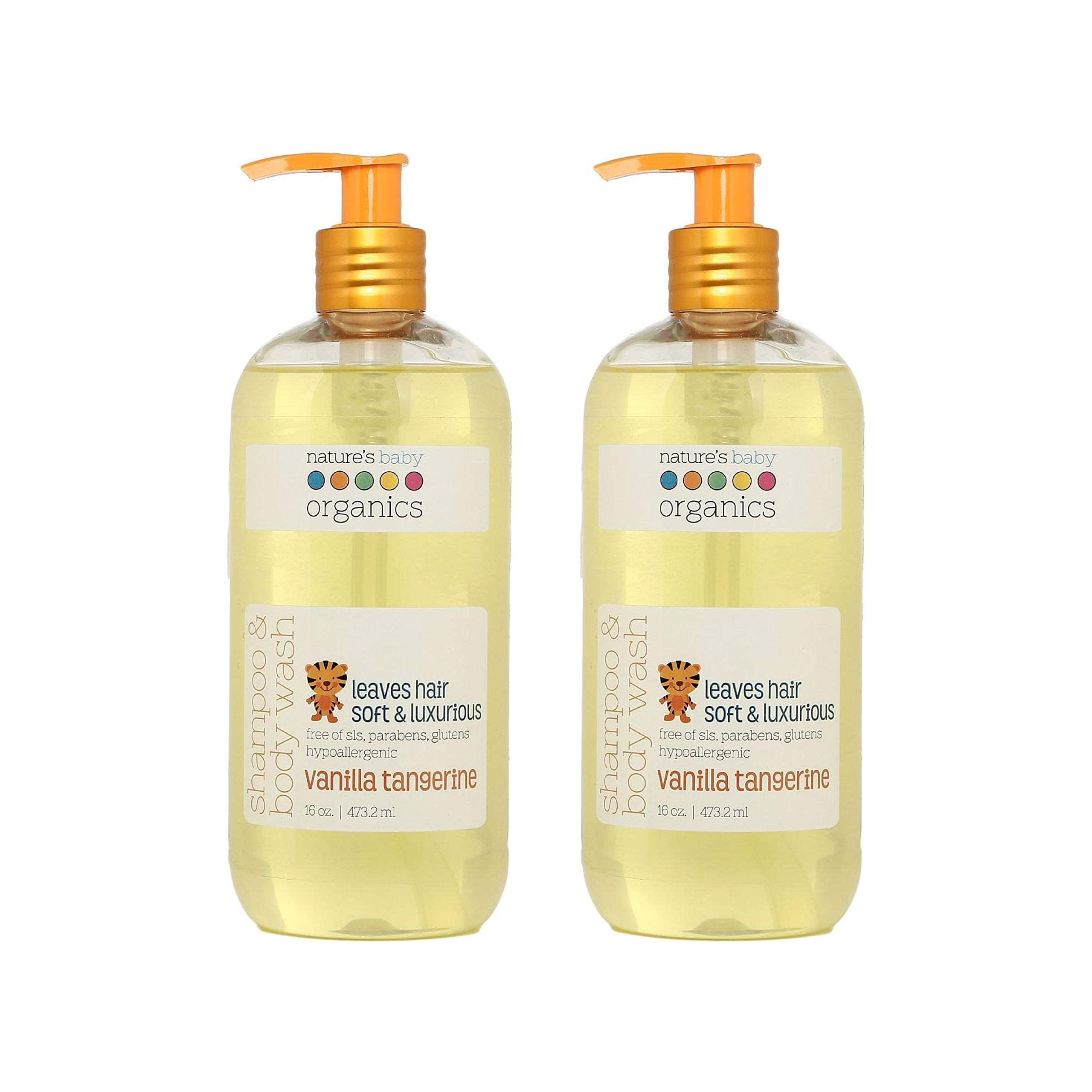 Nature's Baby Organics Shampoo & Body Wash Vanilla Tangerine 16-Ounce Bottles (Pack of 2)